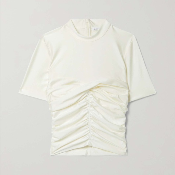 NWT ALEXANDER WANG Ruched stretch-jersey top S $295 - Picture 1 of 9